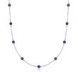 3.10 ct. t.w. Sapphire Station Necklace in Sterling Silver