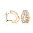 Italian 14kt Two-Tone Gold Diamond-Cut Hoop Earrings