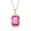 6.50 Carat Pink Topaz and .23 ct. t.w. Diamond Pendant Necklace in 14kt Yellow Gold