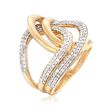 1.00 ct. t.w. Diamond Interlocking Loop Ring in 18kt Gold Over Sterling