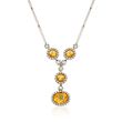 5.70 ct. t.w. Citrine and .78 ct. t.w. Diamond Pendant Necklace in 18kt White Gold 