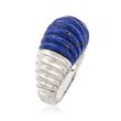 Carved Lapis Ribbed Ring in Sterling Silver