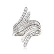 1.50 ct. t.w. Round and Baguette Diamond Bypass Ring in 14kt White Gold