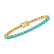 Turquoise and .43 ct. t.w. Diamond Tennis Bracelet in 18kt Gold Over Sterling