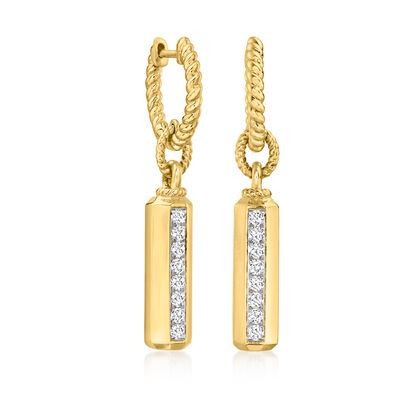 .33 ct. t.w. Diamond Bar Drop Earrings in 18kt Gold Over Sterling