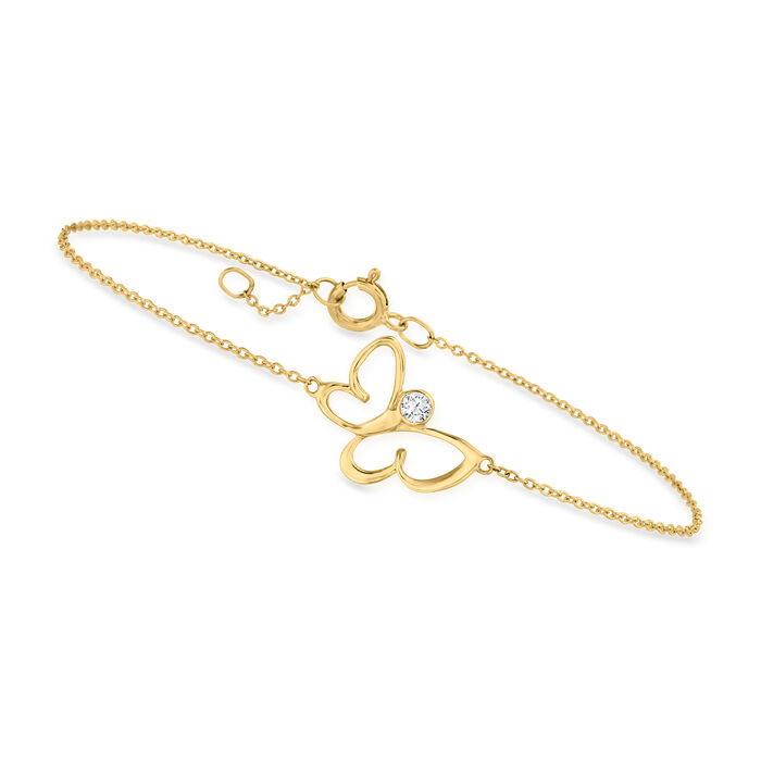 Diamond-Accented Butterfly Bracelet in 10kt Yellow Gold