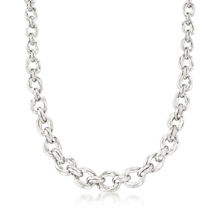 Sterling Silver Graduated Oval-Link Necklace