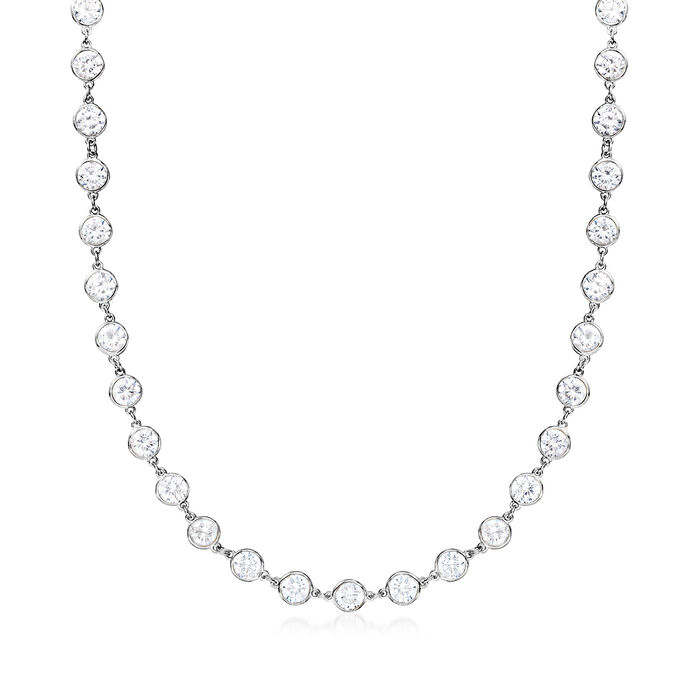 20.00 ct. t.w. CZ Station Necklace in Sterling Silver