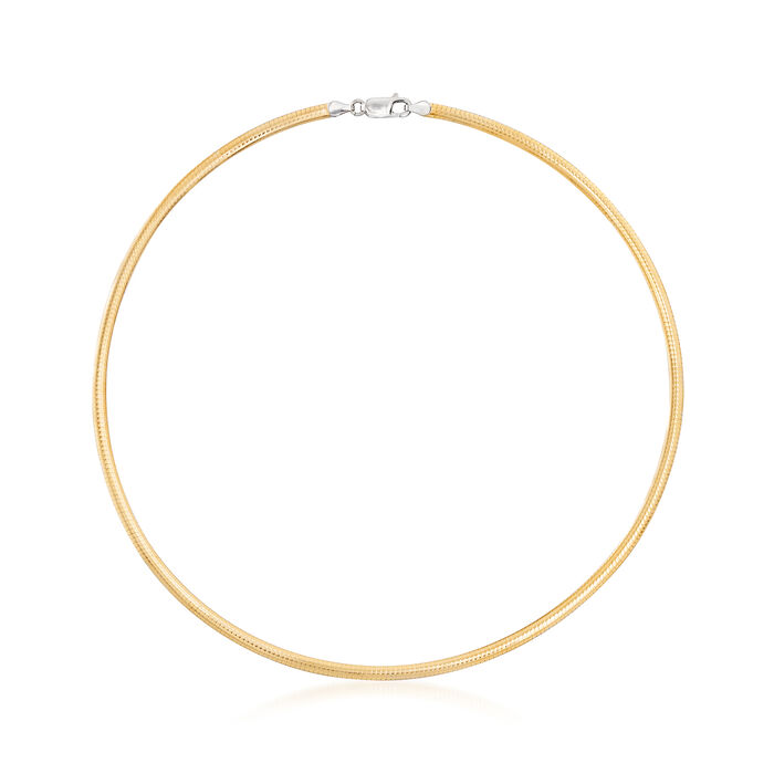 Italian 4mm Reversible Omega Necklace in Two-Tone Sterling Silver