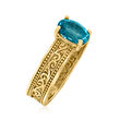 1.50 Carat London Blue Topaz Scrollwork Ring in 18kt Gold Over Sterling