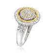 .50 ct. t.w. Baguette and Round Diamond Bullseye Ring in Two-Tone Sterling Silver