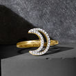 .10 ct. t.w. Diamond Moon Ring in 18kt Gold Over Sterling