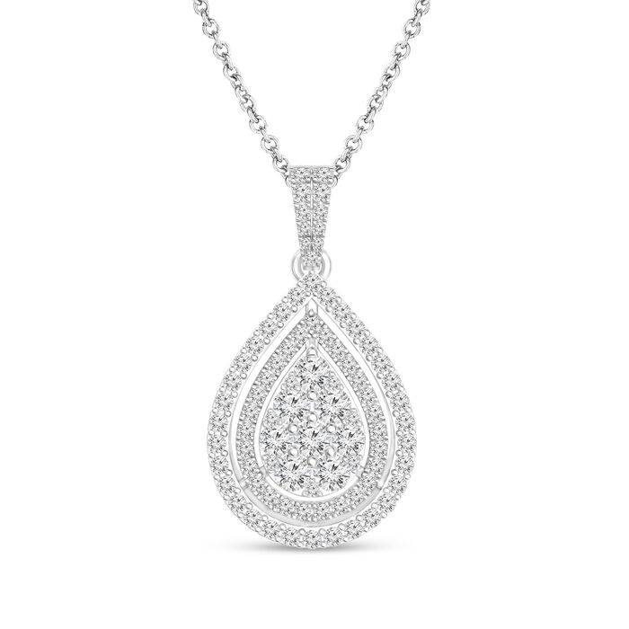1.50 ct. t.w. Diamond Teardrop Pendant Necklace in 14kt White Gold