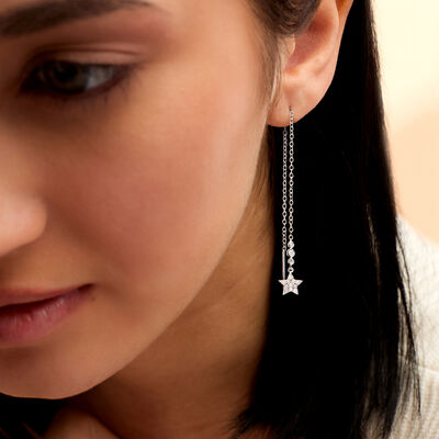 .25 ct. t.w. Diamond Star Threader Earrings in Sterling Silver