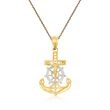 14kt Yellow Gold Anchored Cross Pendant Necklace