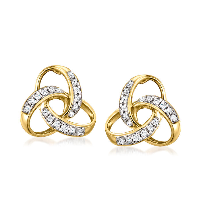 .10 ct. t.w. Diamond Celtic Knot Stud Earrings in 14kt Yellow Gold
