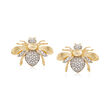 .33 ct. t.w. Diamond Bee Earrings in 14kt Yellow Gold