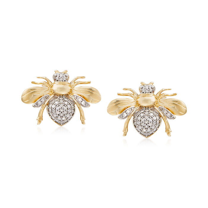 .33 ct. t.w. Diamond Bee Earrings in 14kt Yellow Gold