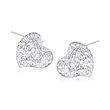 Crystal and White Enamel Heart Earrings in Sterling Silver