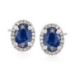 1.10 ct. t.w. Sapphire and .10 ct. t.w. Diamond Stud Earrings in 14kt White Gold