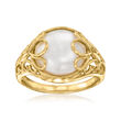11.5-12mm Cultured Mabe Pearl Milgrain Ring in 18kt Gold Over Sterling