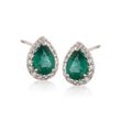 1.10 ct. t.w. Emerald and .20 ct. t.w. Diamond Earrings in 14kt White Gold