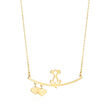 Italian 14kt Yellow Gold Dog with Hearts Necklace