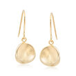 14kt Yellow Gold Concave Disc Drop Earrings