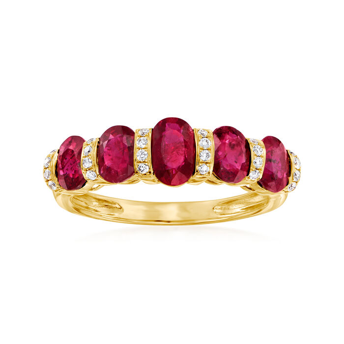2.60 ct. t.w. Ruby and .11. ct. t.w. Diamond Ring in 14kt Yellow Gold