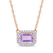 .40 Carat Amethyst and Diamond-Accented Necklace in 14kt Two-Tone Gold