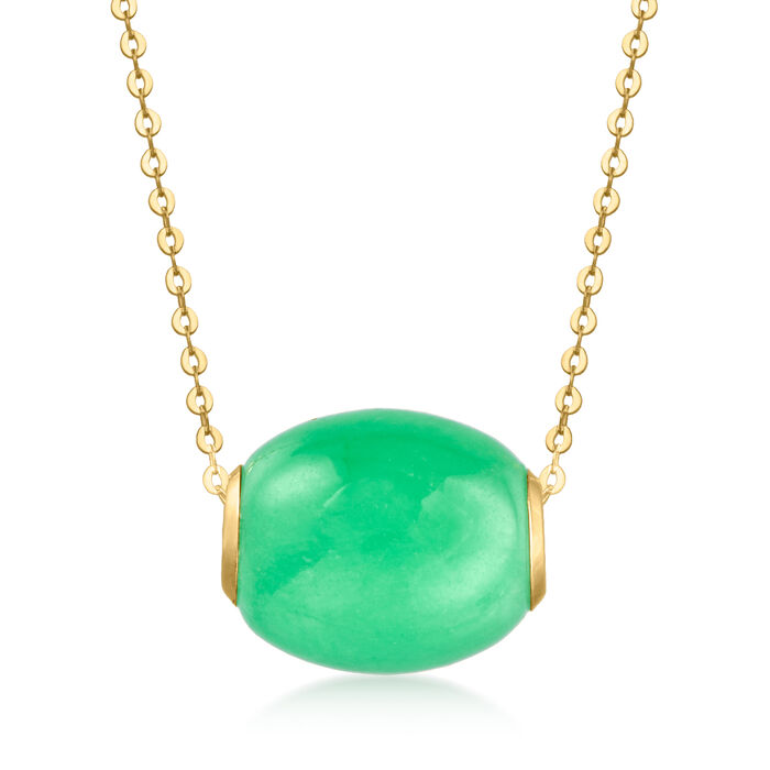 11.5x13mm Jade Bead Necklace in 10kt Yellow Gold