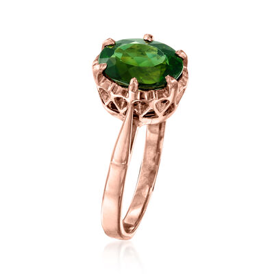 C. 1960 Vintage 2.62 Carat Green Tourmaline Ring in 14kt Rose Gold