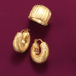 Italian 18kt Yellow Gold Textured and Puffed Hoop Earrings