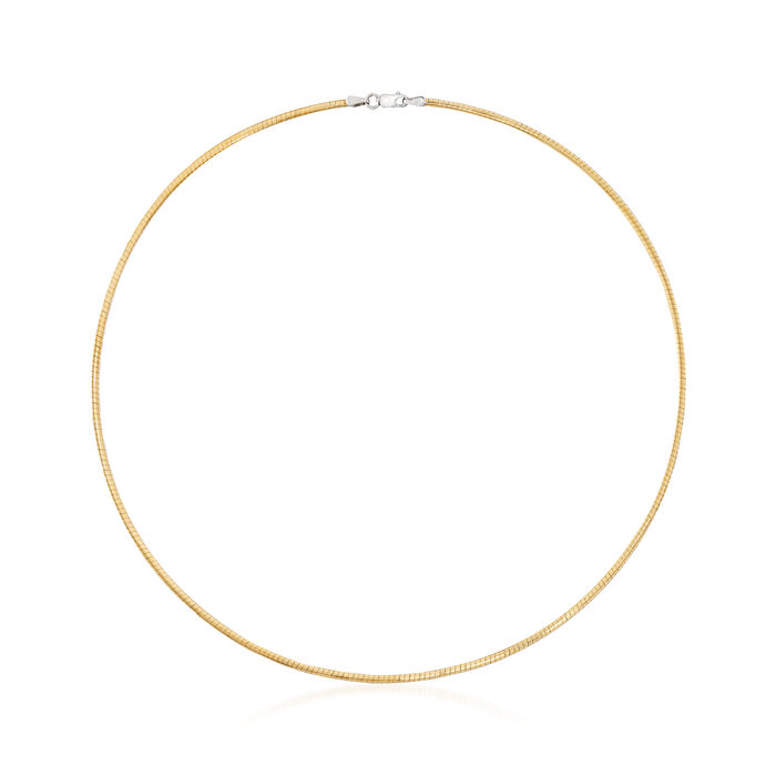 Italian 2mm Reversible Omega Necklace in Two-Tone Sterling Silver