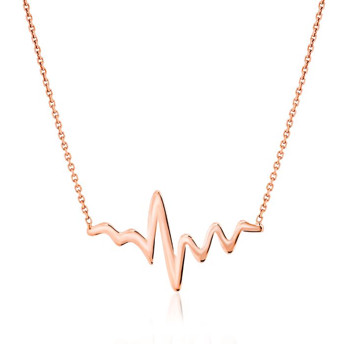 14kt Rose Gold Heartbeat Necklace
