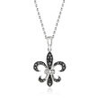.25 ct. t.w. Black and White Diamond Fleur-De-Lis Pendant Necklace in Sterling Silver