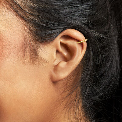 14kt Yellow Gold Beaded Ear Cuff
