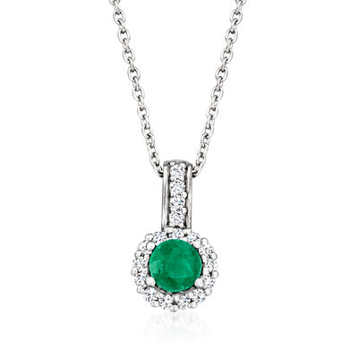 .90 ct. t.w. Emerald and .80 ct. t.w. White Topaz Jewelry Set: Earrings and Pendant Necklace in Sterling Silver