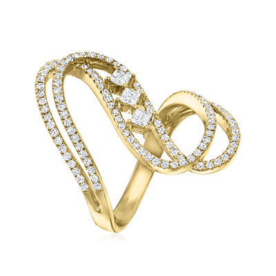 .80 ct. t.w. Diamond Openwork Swirl Ring in 14kt Yellow Gold