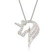 .25 ct. t.w. Diamond Open-Space Unicorn Necklace in Sterling Silver