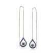 .10 ct. t.w. Sapphire Evil Eye Threader Earrings with Black and White Diamonds in 14kt White Gold
