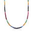 Multi-Gem Rondelle Bead Necklace with Sterling Silver