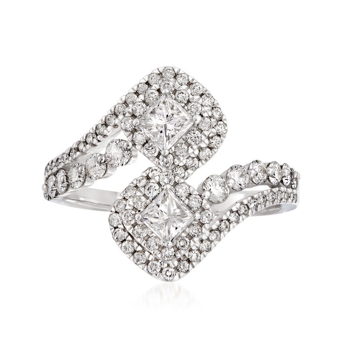 1.20 ct. t.w. Diamond Bypass Ring in 14kt White Gold