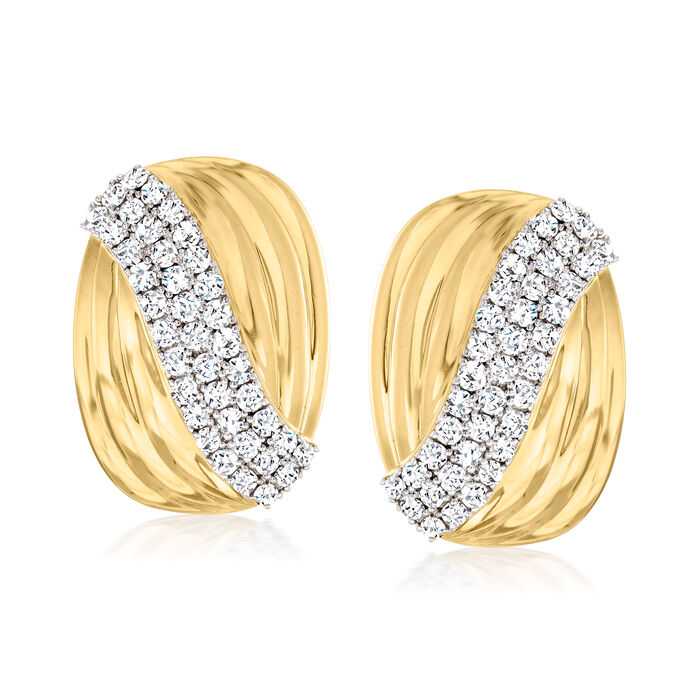 1.00 ct. t.w. Diamond Curve Earrings in 14kt Yellow Gold