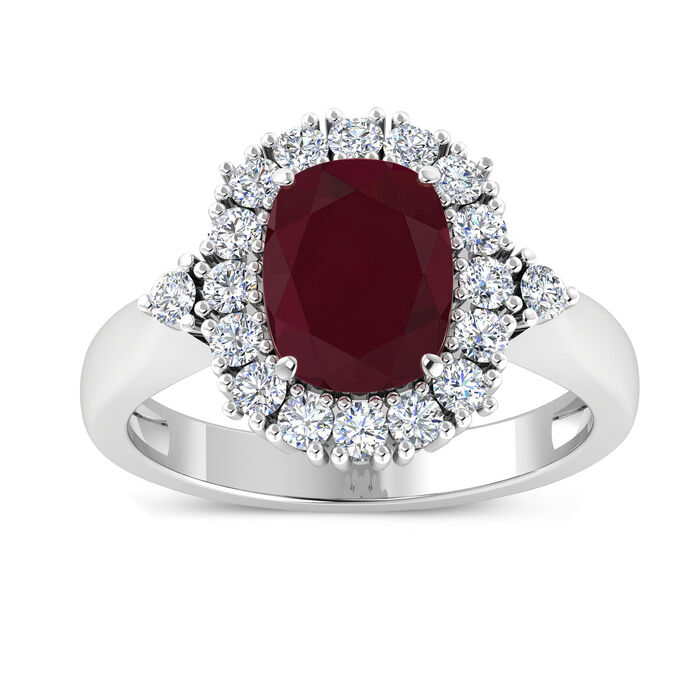 2.60 Carat Ruby Ring with .54 ct. t.w. Diamonds in 14kt White Gold