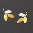 14kt Two-Tone Gold Leaf Earrings