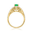 .60 Carat Emerald and .70 ct. t.w. White Zircon Ring in 18kt Gold Over Sterling