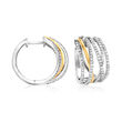 1.00 ct. t.w. Diamond Highway Hoop Earrings in Sterling Silver and 14kt Yellow Gold