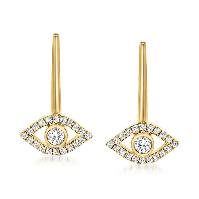 .16 ct. t.w. Diamond Evil Eye Drop Earrings in 14kt Yellow Gold