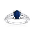 1.50 Carat Sapphire Ring with .29 ct. t.w. Diamonds in 14kt White Gold